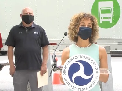 Meera Joshi speaking at a Truck Driver Appreciation Week event in Washington, D.C. recently