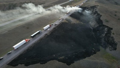 Hay fire along i-90 in South Dakota