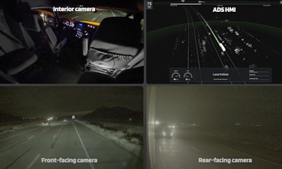 A screenshot from TuSimple video of its truck trip Dec. 22 in Arizona