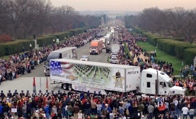 Trucks deliver thousands of wreaths to Arlington National Cemetery.