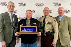 L-R: MTA president John Hausladen; Jerry Stephens, Autumn Transport; Captain Jon Olsen, Minnesota State Patrol; Matt Marrin, FMCSA.