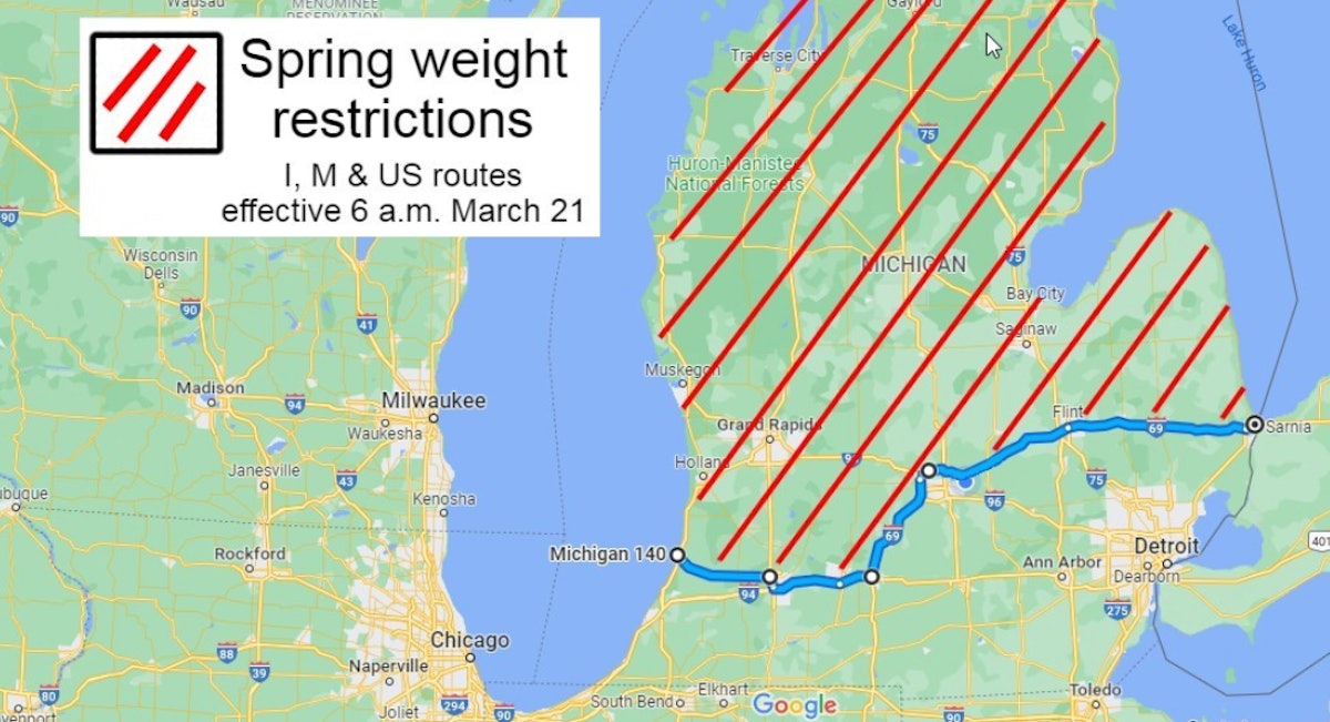 Latest spring weight restrictions in Michigan coming Monday Truckers News
