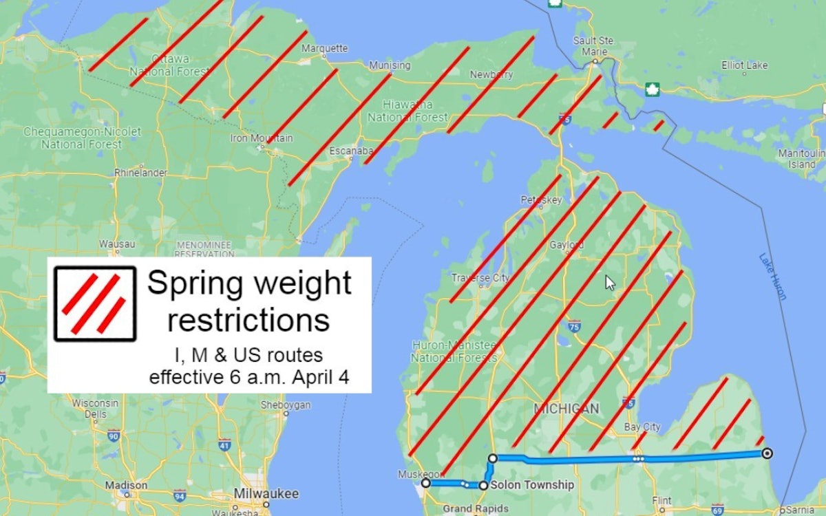 Mdot Truck Operators Map Michigan Will Lift Some Weight Restrictions Early Next Week | Truckers News
