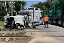 Truck crash on railroad tracks