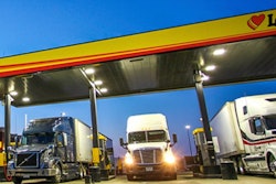 Truckers at fuel island