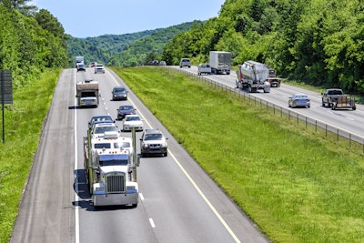 Cars and trucks on the highway