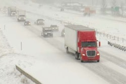 Truck on winter highway