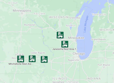 Map of parking areas