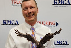 Truck driver with award