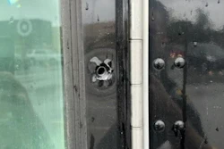 Bullet hole in truck