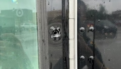 Bullet hole in truck