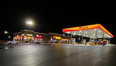 Love's Travel Stop at night