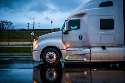 big rig on highway at night