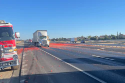 Tomatoes spilled on highway