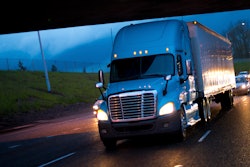 big rig on highway at night