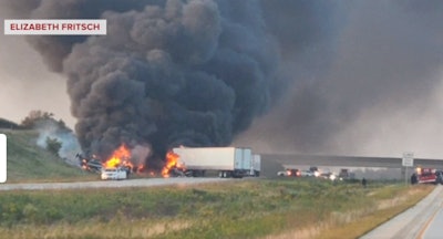 Truck accident and fire