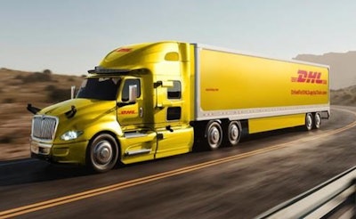 DHL truck and trailer on highway