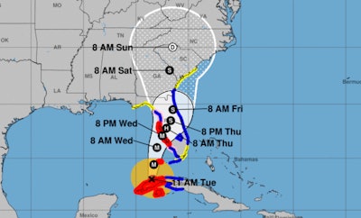 Weather service map of Hurricane Ian