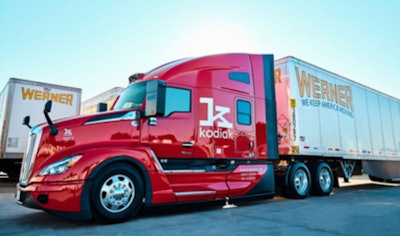 Red Kodiak truck with Werner trailer