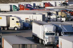Numerous trucks in parking lot