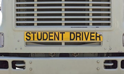 Student Driver sign on front of a truck