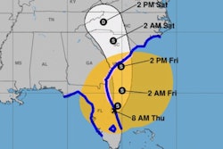 Map showing tropical storm path