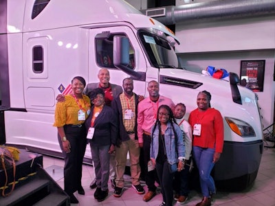 Family with Freightliner Cascadia