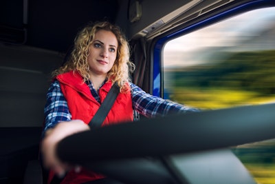 Woman driving a truck