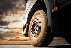 Front wheel of big rig