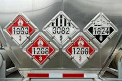 HazMat signs on tanker