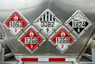 HazMat signs on tanker