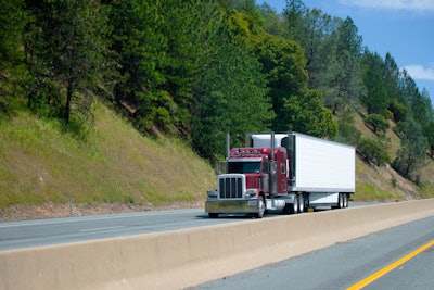 Tractor-trailer on highway