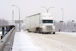 tractor-trailer in winter