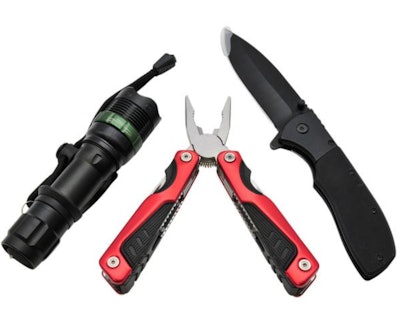Flashlight, multi-tool and jackknife set