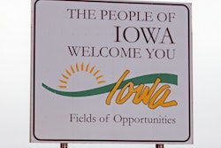 Welcome to Iowa highway sign