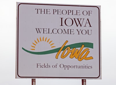 Welcome to Iowa highway sign