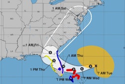 Subtropical storm Nicole map