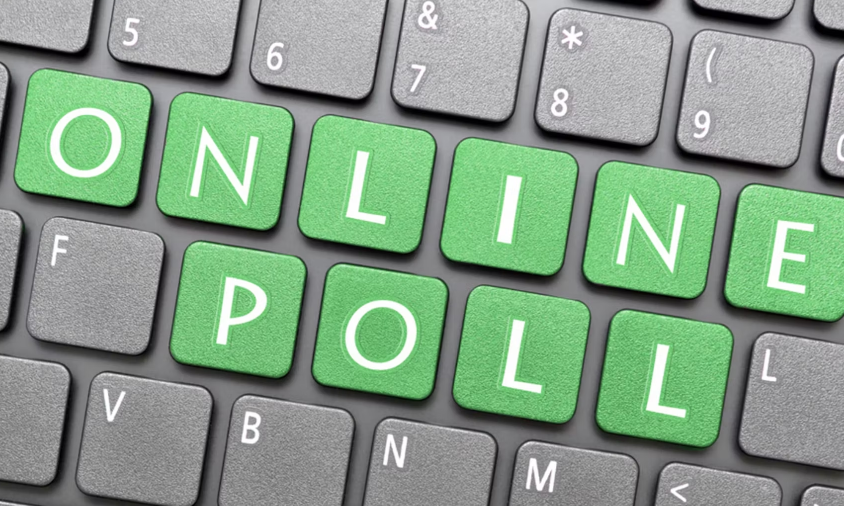 'Online Poll' on computer keyboard