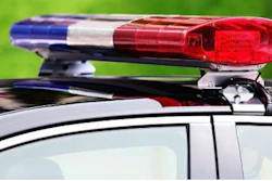 Lights on top of police car