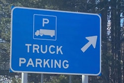 Blue 'Truck Parking' sign