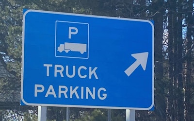 Blue 'Truck Parking' sign