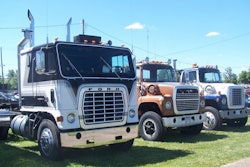 Three vintage semi trucks