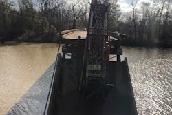 Truck on collapsed bridge