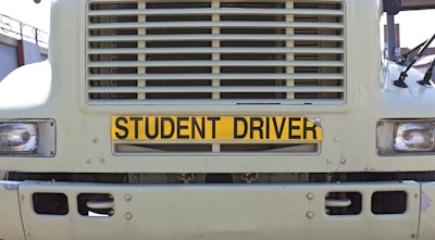 Student Driver sign on front of truck