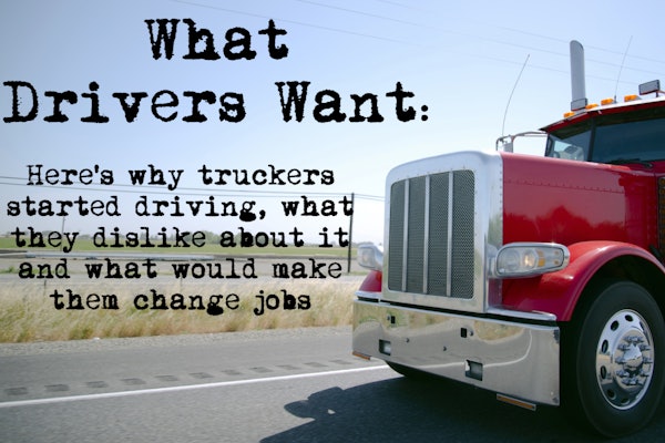 Red truck with 'What Drivers Want'