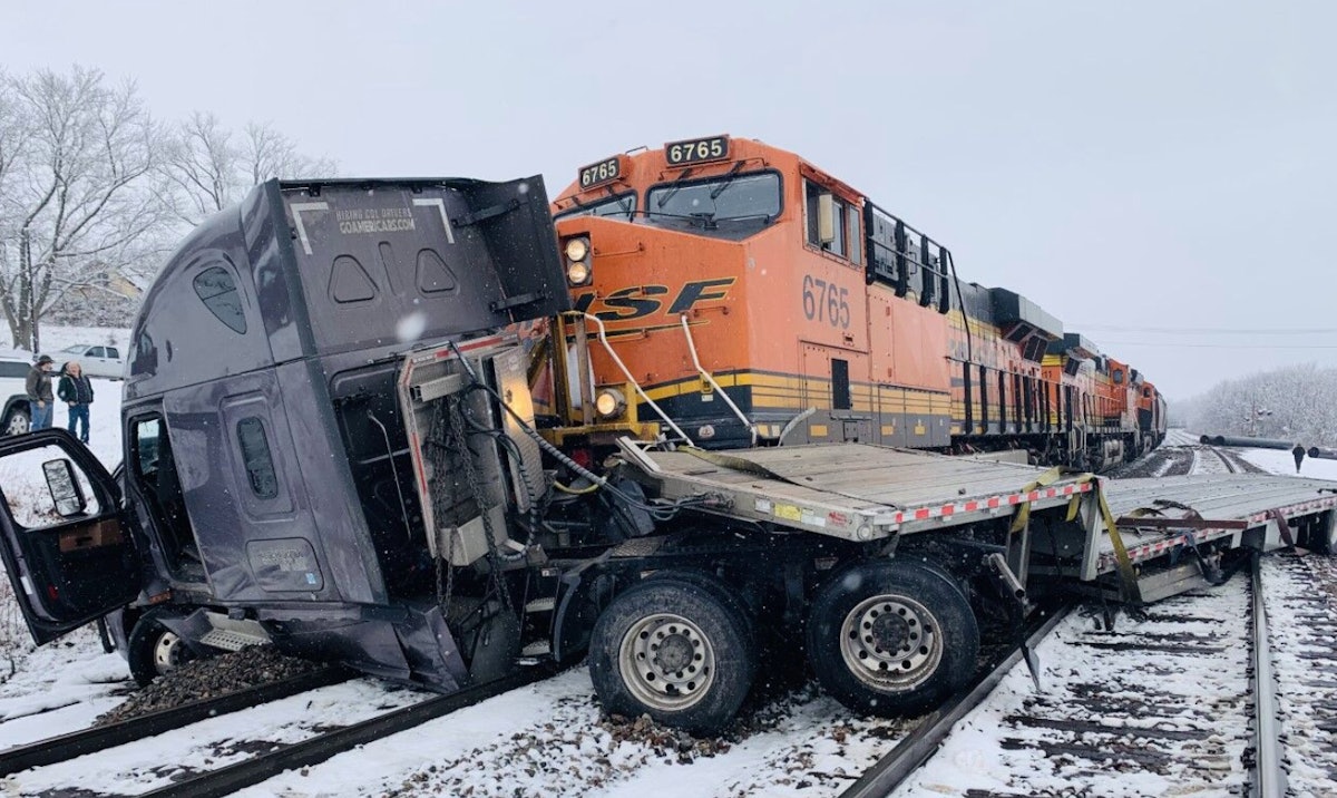 Truckers escape without injuries from collisions with freight trains