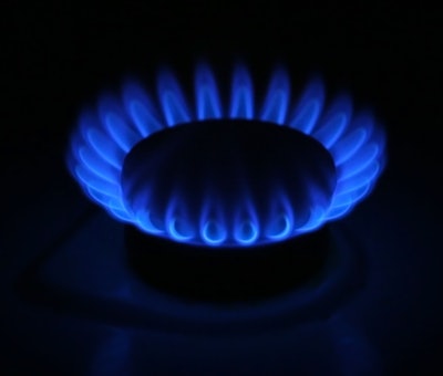Blue flame of a gas burner
