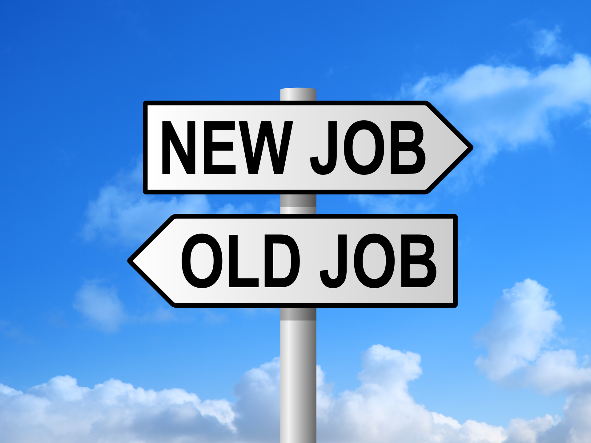 New Job/Old Job sign post