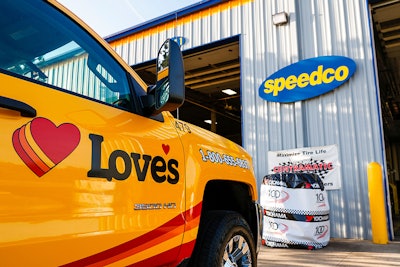 Love's repair truck in front of a Speedco location