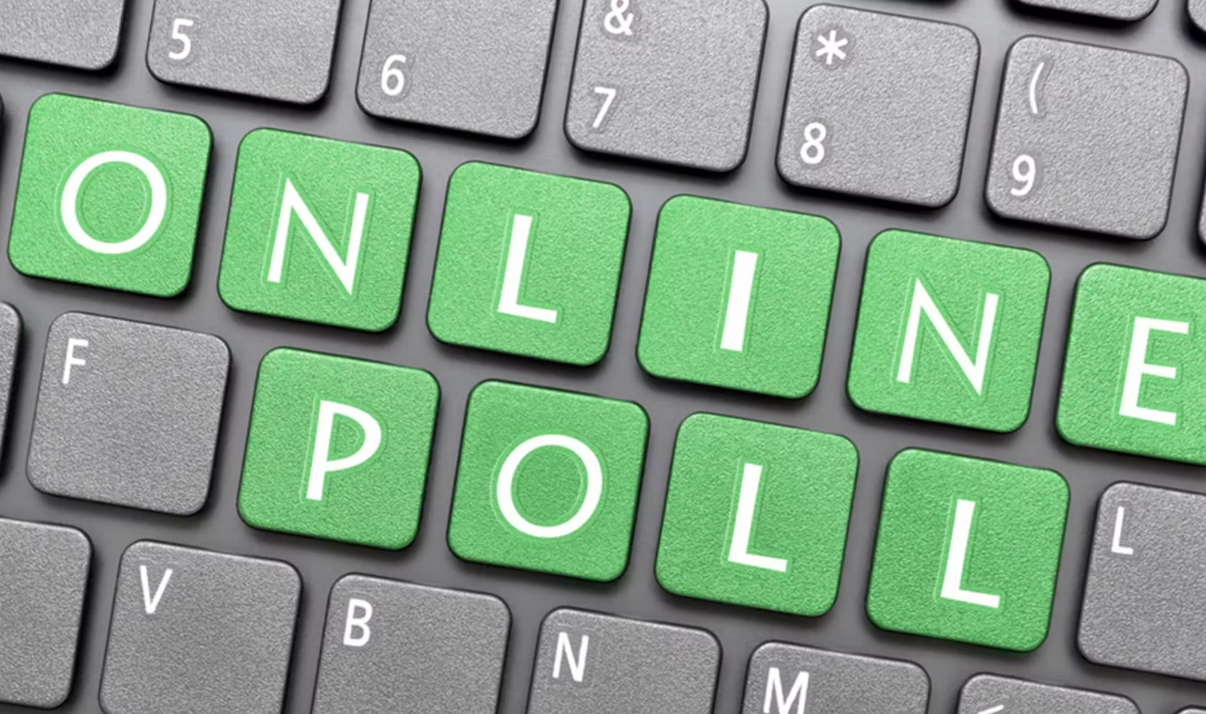 'Online Poll' on computer keyboard